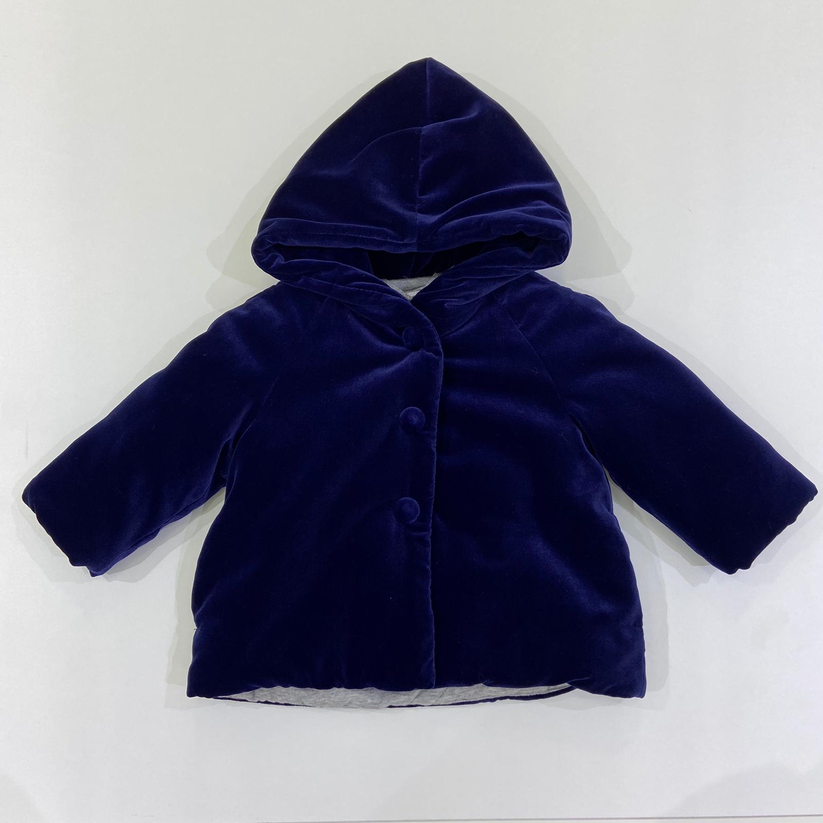 Cappotto blu notte con cappuccio IL GUFO