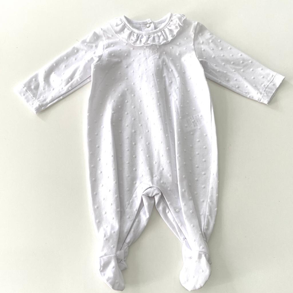Tutina con pois in rilievo e fiocchetto in tulle LE BEBE