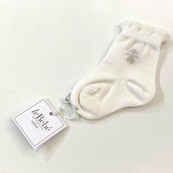 Calzini con bordo arricciato e logo beige LE BEBE