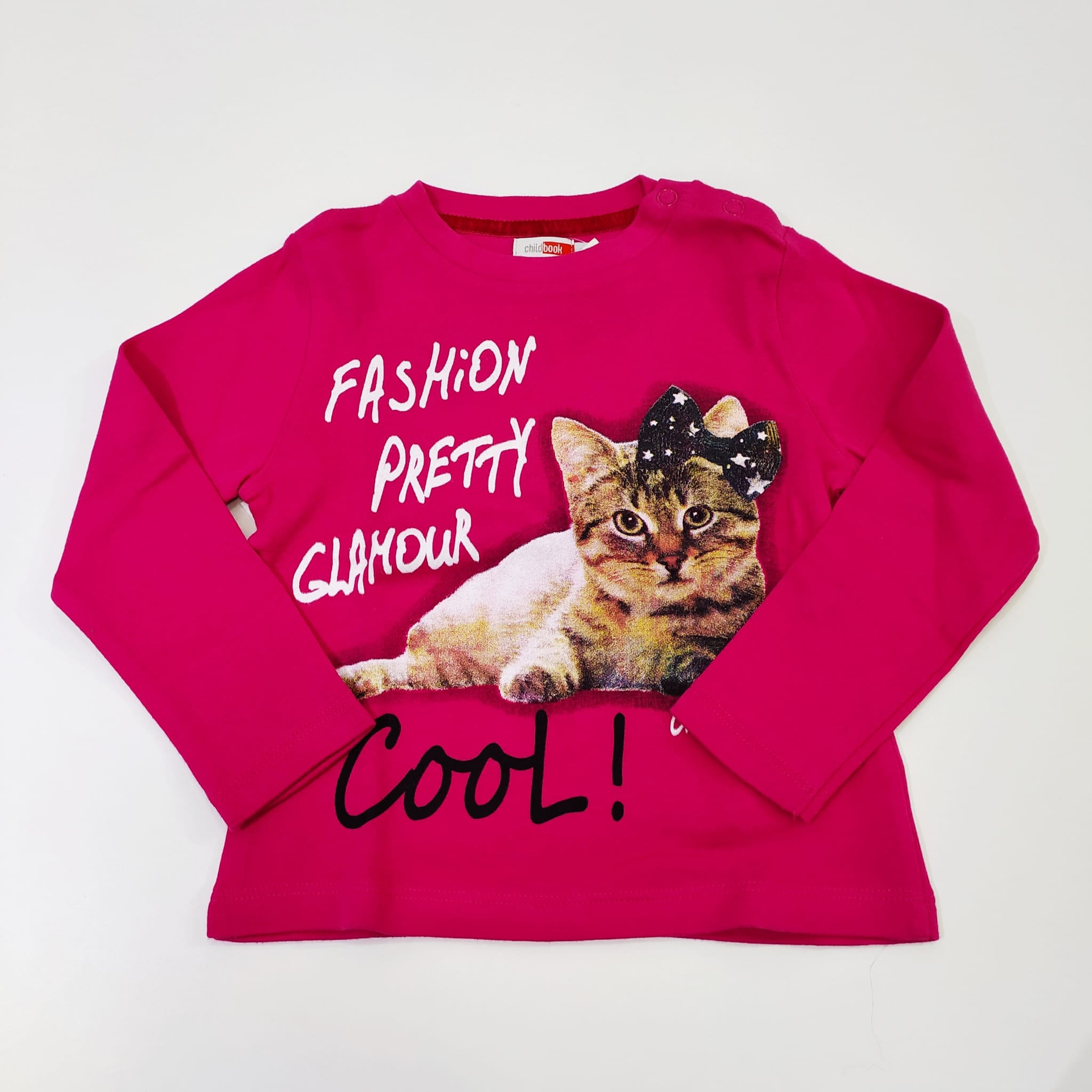 T-shirt stampa gattina con fiocco CHILDBOOK