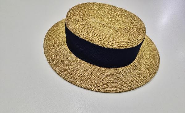 Cappello in paglia lurex con fascia blu PICCOLA LUDO