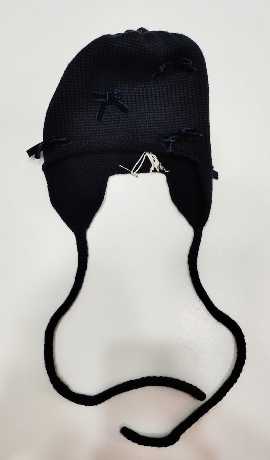 CAPPELLO CUFFIA BLU CON FIOCCHI VELLUTO CATYA
