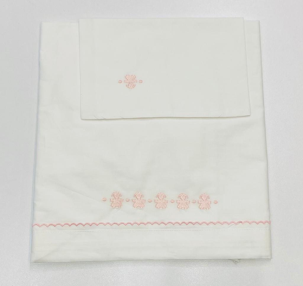 Set lenzuolino profilo ondulato rosa LE BEBE