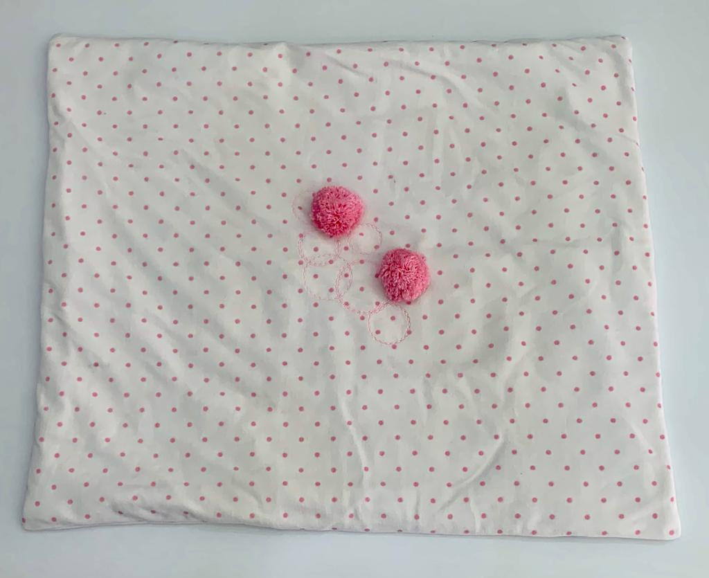 Coperta da culla a pois rosa e applicazione pon pon COCCODE