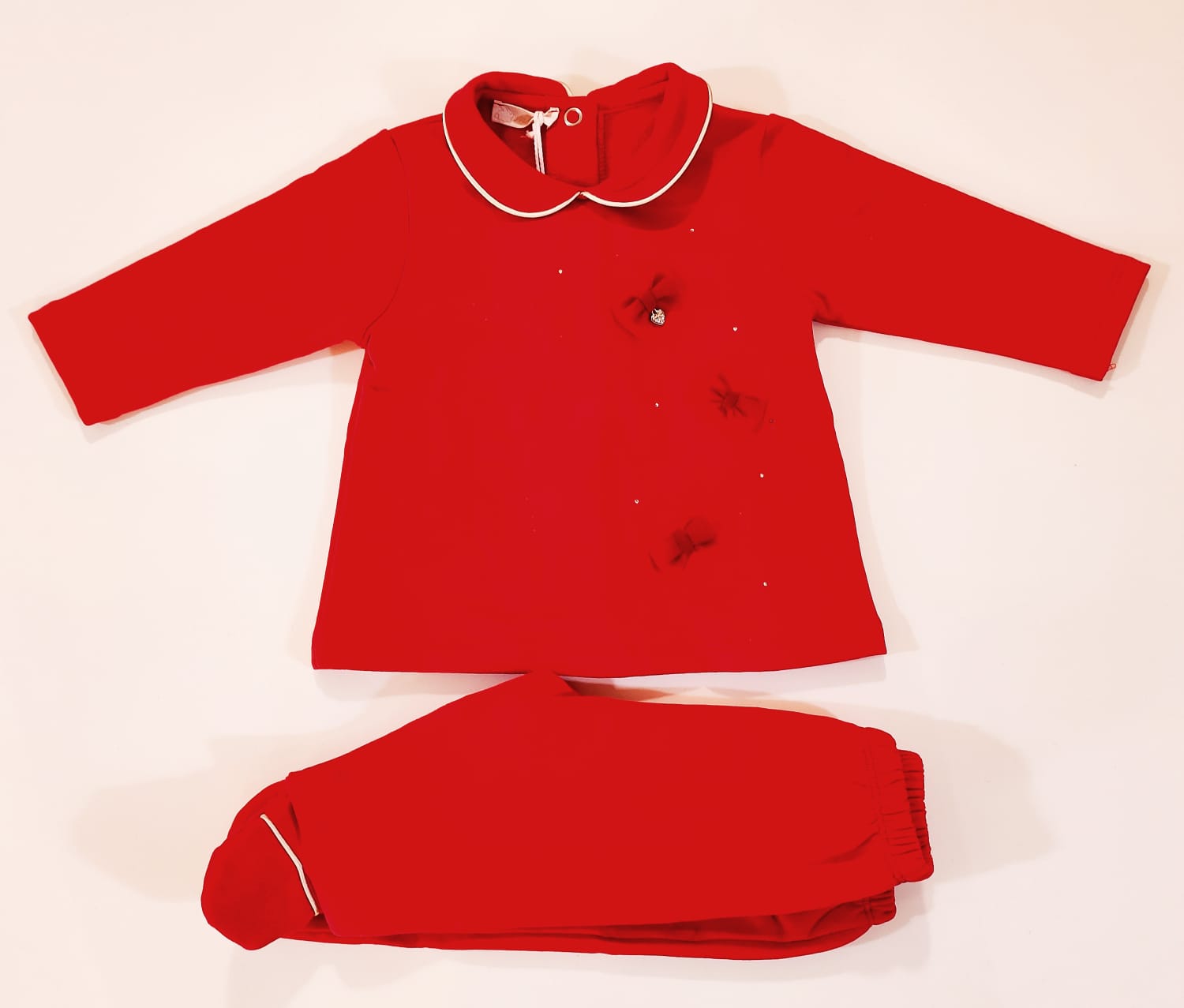 Completo 2pz maglia con fiocchi e strass NINNAOH 