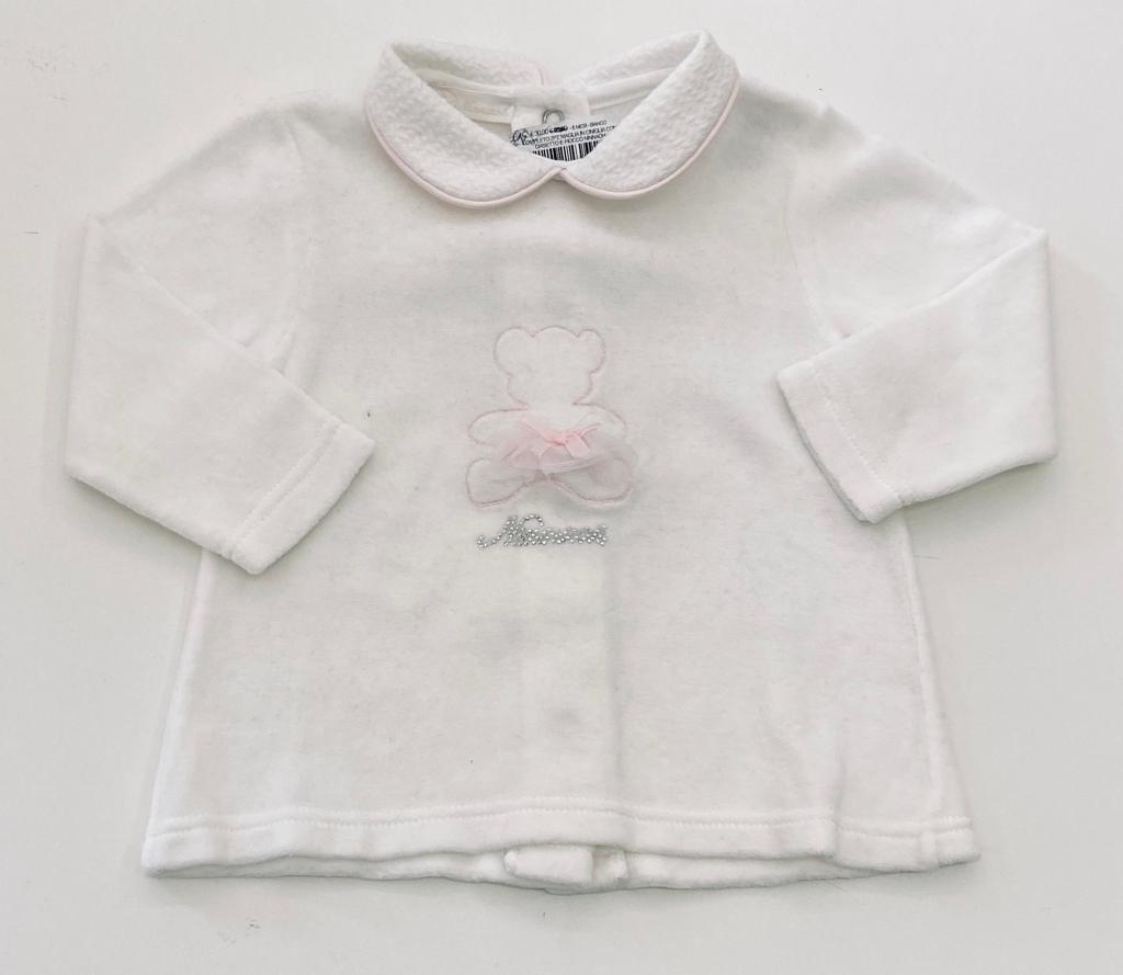 Maglia in ciniglia con orsetto e fiocco NINNAOH