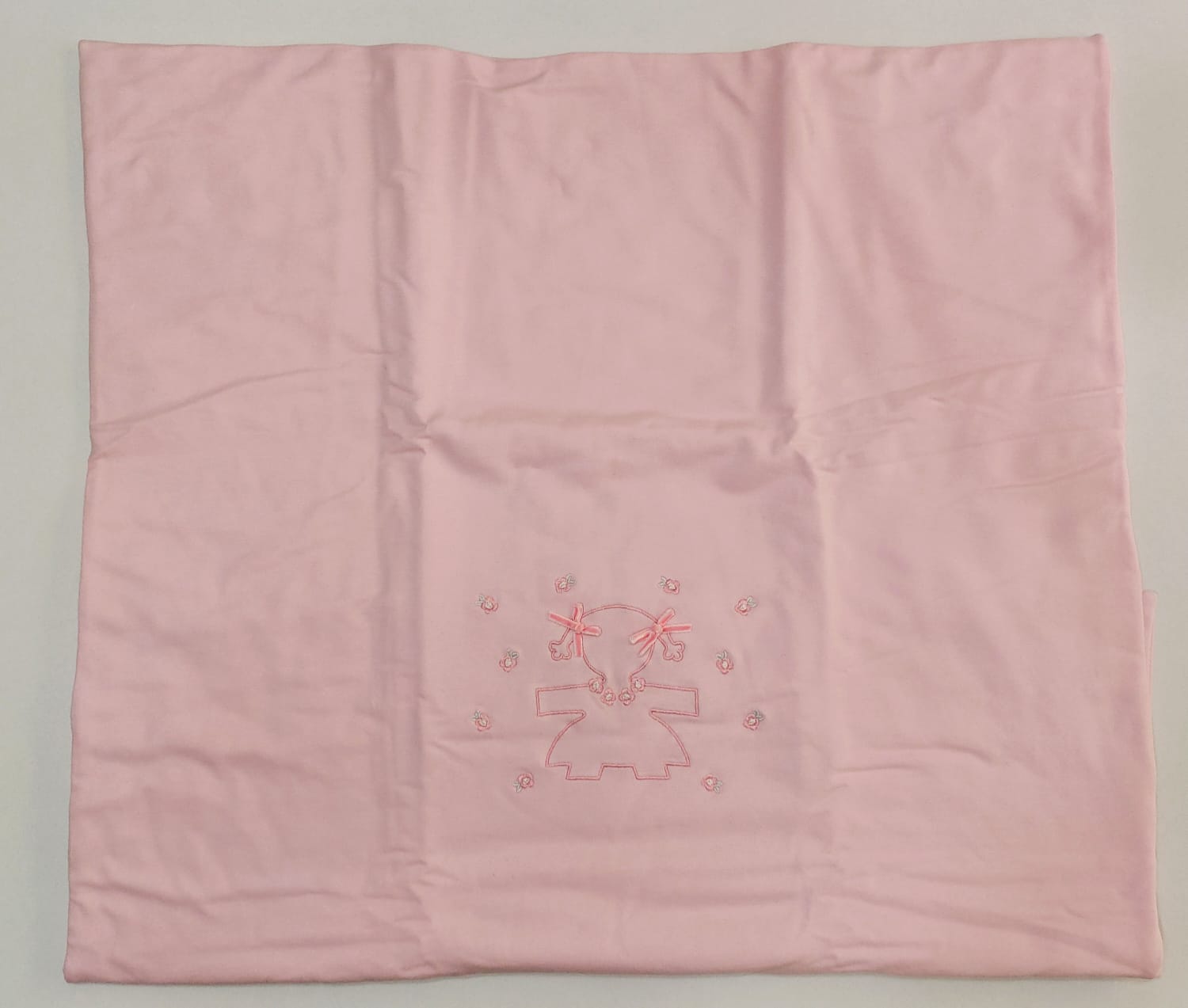 Coperta rosa con stampa bimba con vestito e fiorellini LE BEBE