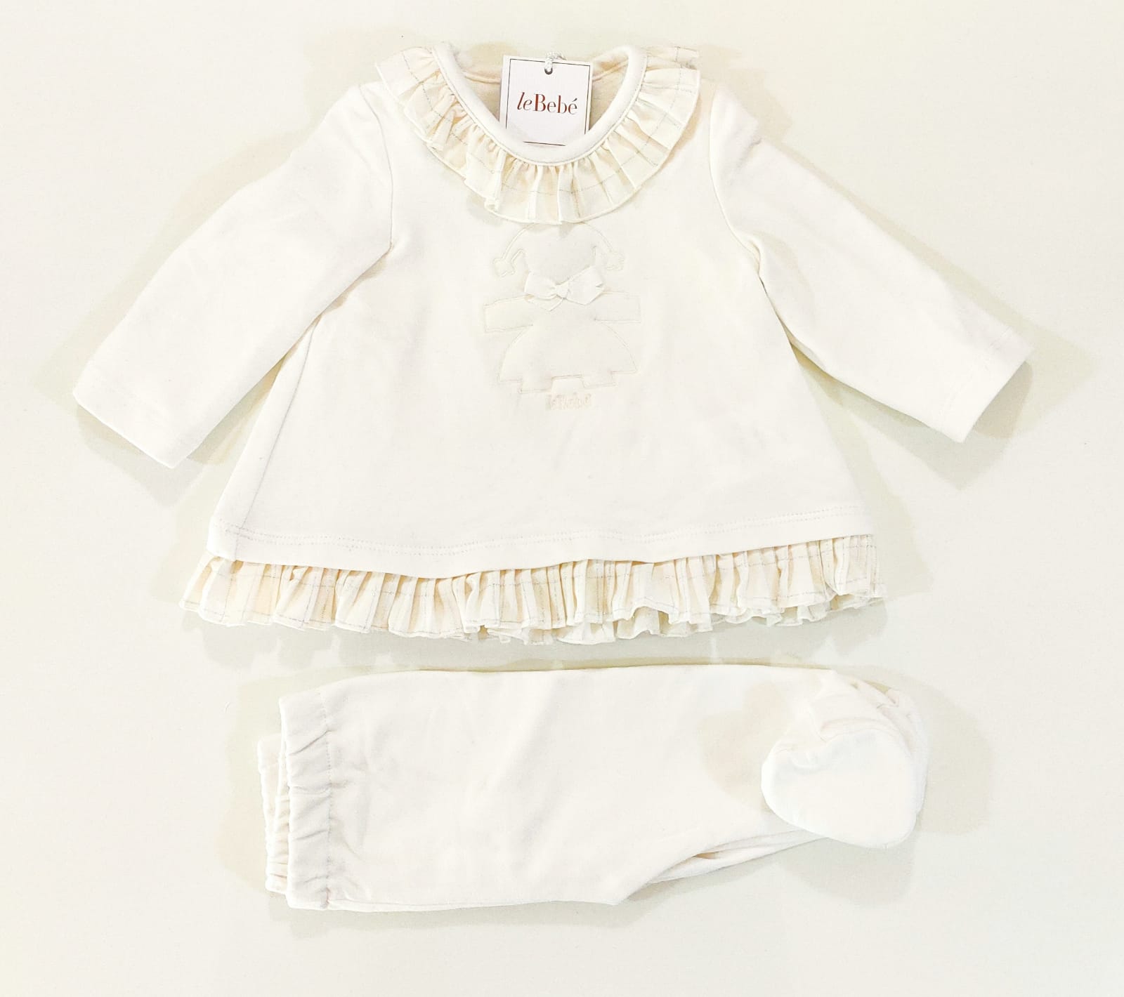 Completo 2pz maglia con volant e stampa bimba LE BEBE