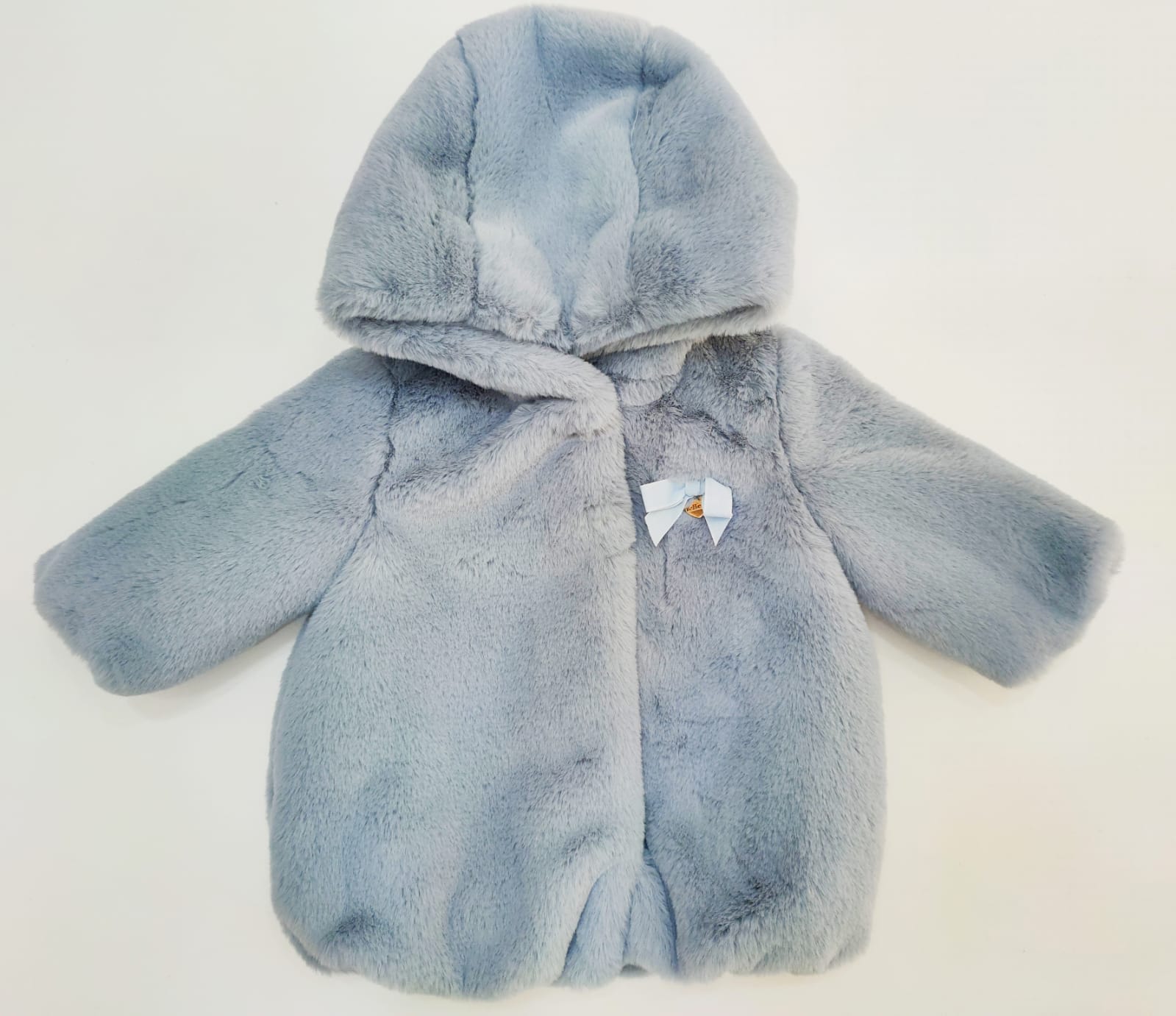 Cappottino in pelliccia con cappuccio e fiocco con ciondolo LE BEBE