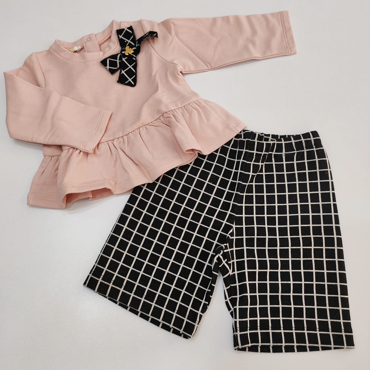 Completo 2pz felpa con volant e fiocco e pantalone a quadri LIU JO