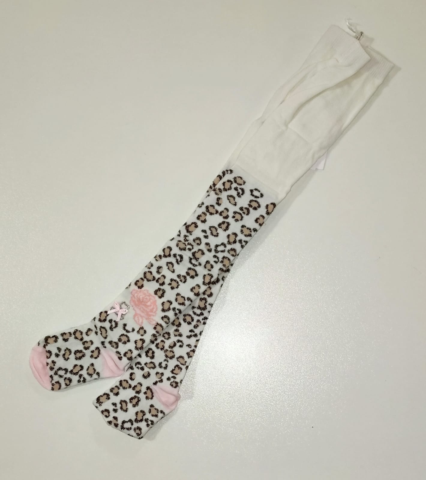 Calze maculate con stampa rose e fiocco con strass ELSY 