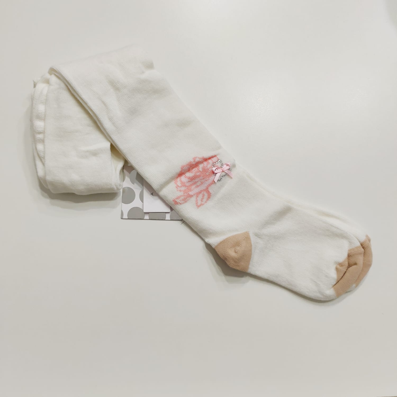Calze con stampa rose e tallone beige ELSY 
