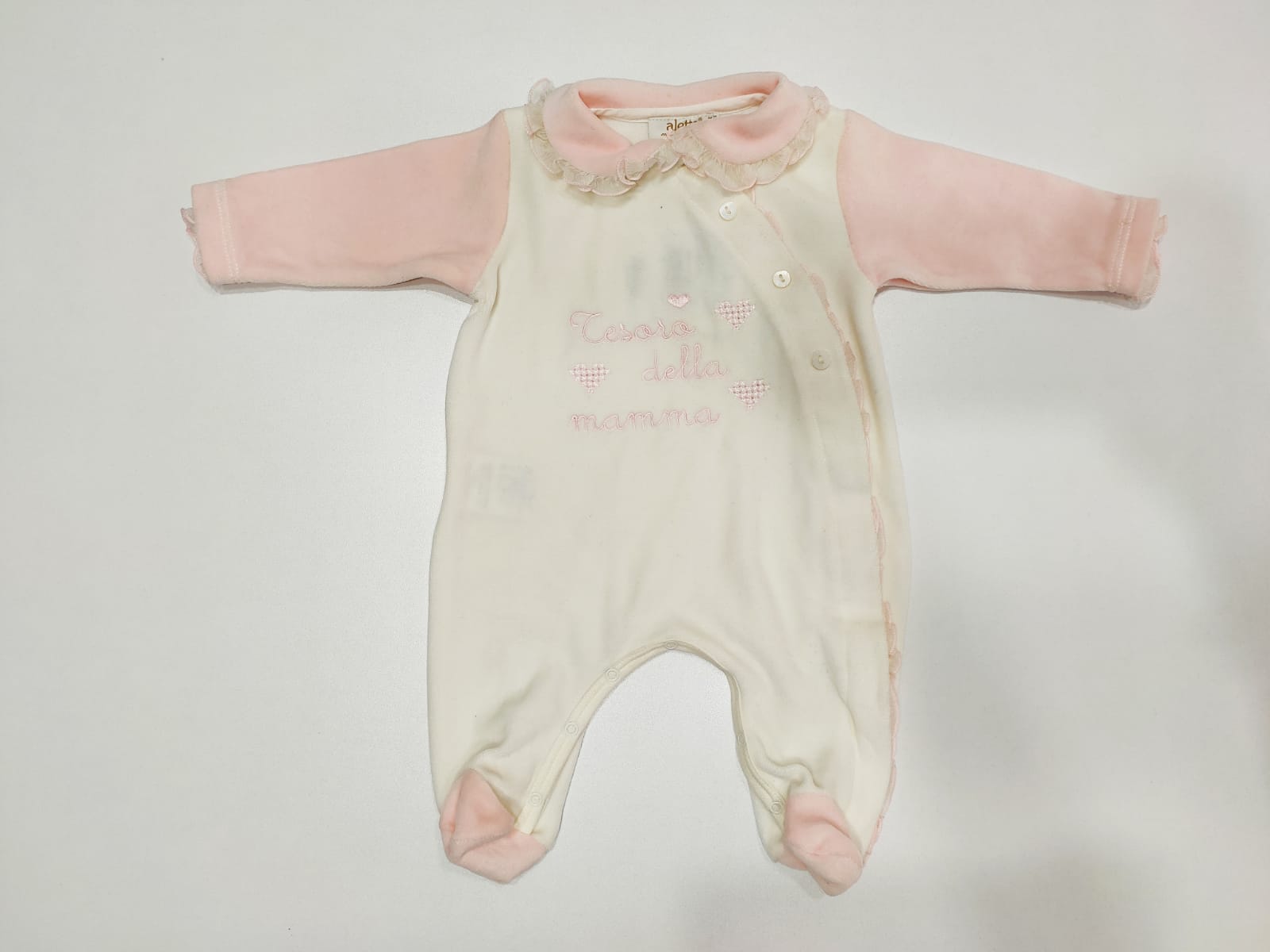 TUTINA IN CINIGLIA ROSA E BIANCA BABY ALETTA