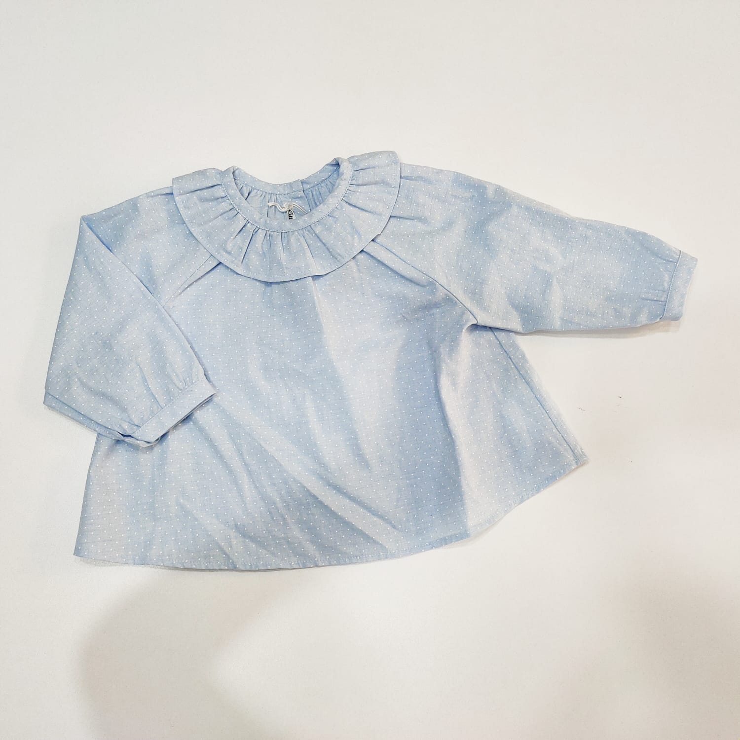 Camicia a pois con rouches sul collo LITTLE BEAR 