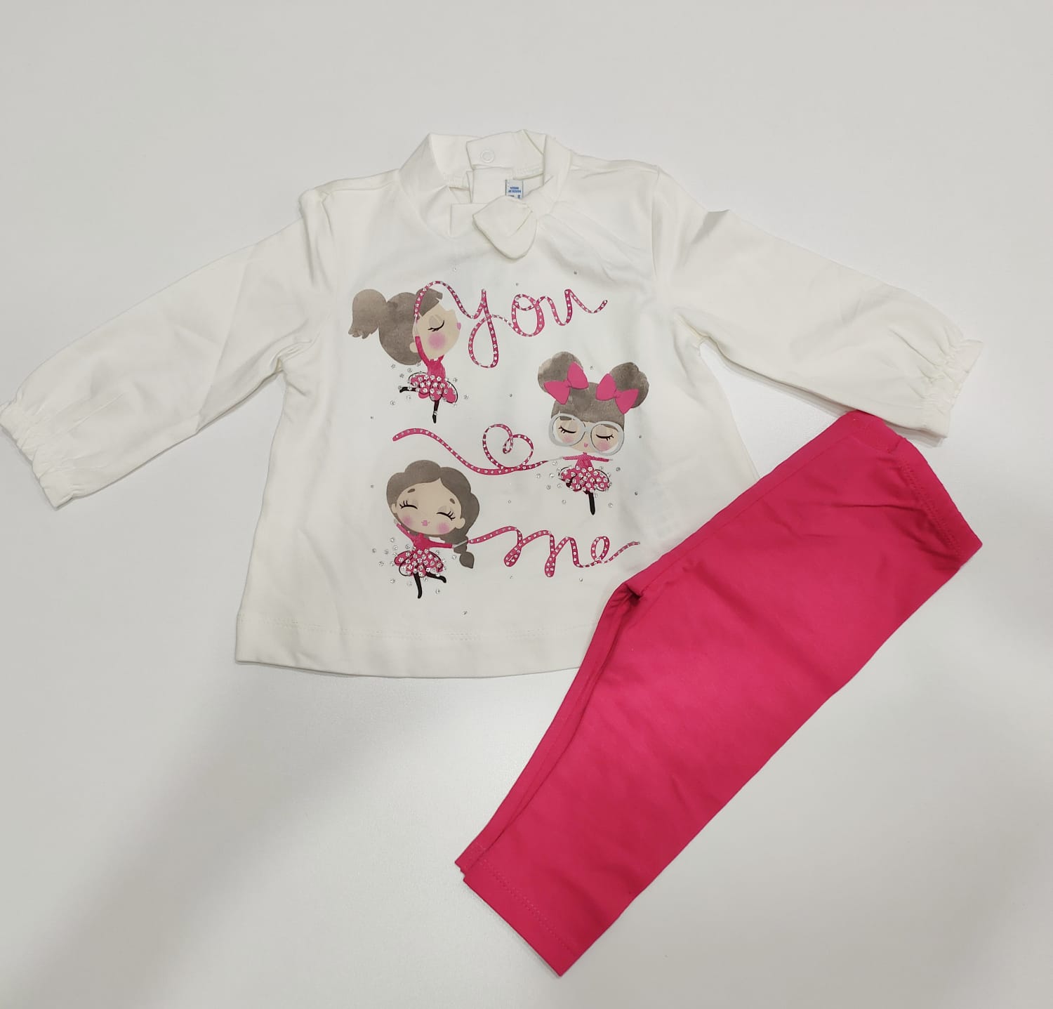 Completo 2pz t-shirt con stampa ballerine + leggins fucsia MAYORAL