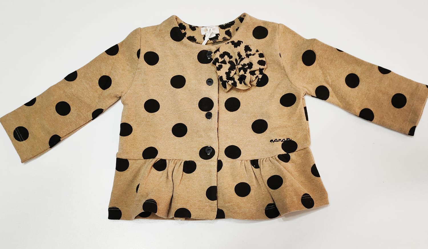 Cardigan a pois parte finale volant NANAN