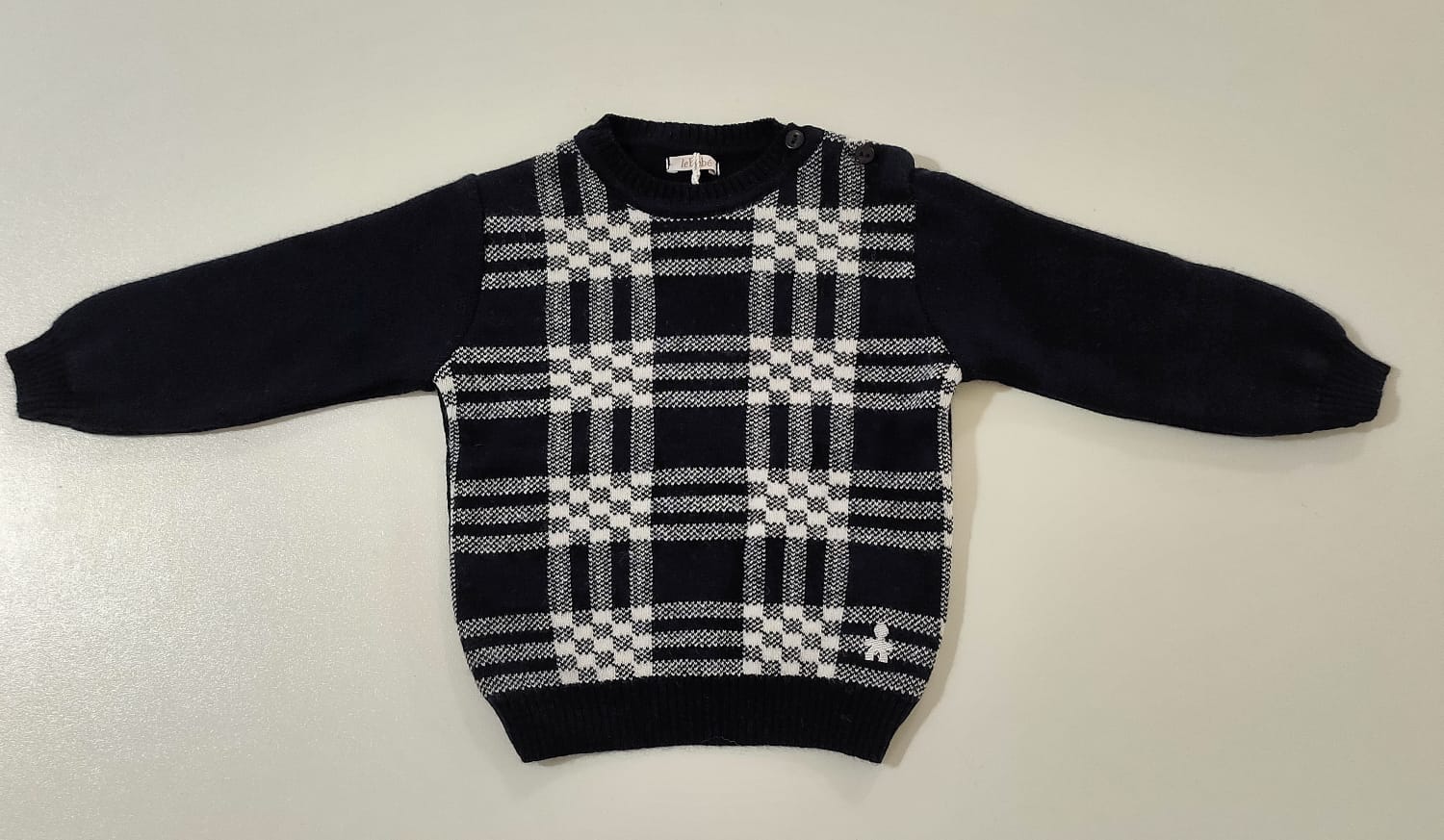 Maglioncino blu a fantasia bianco LE BEBE