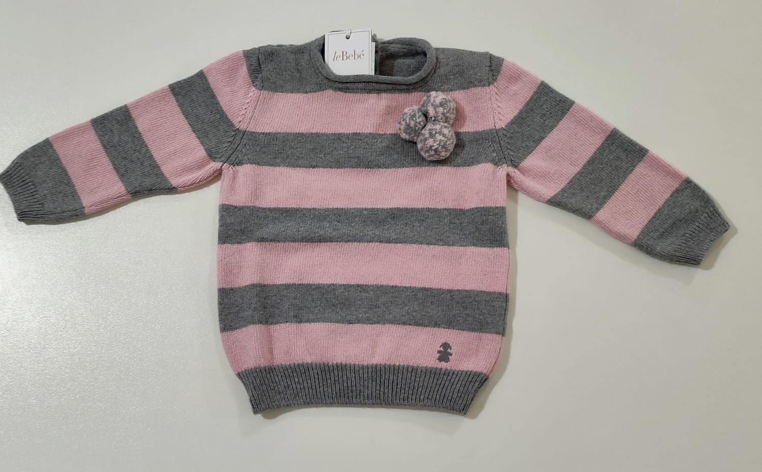 Maglioncino a fasce rosa e grige LE BEBE
