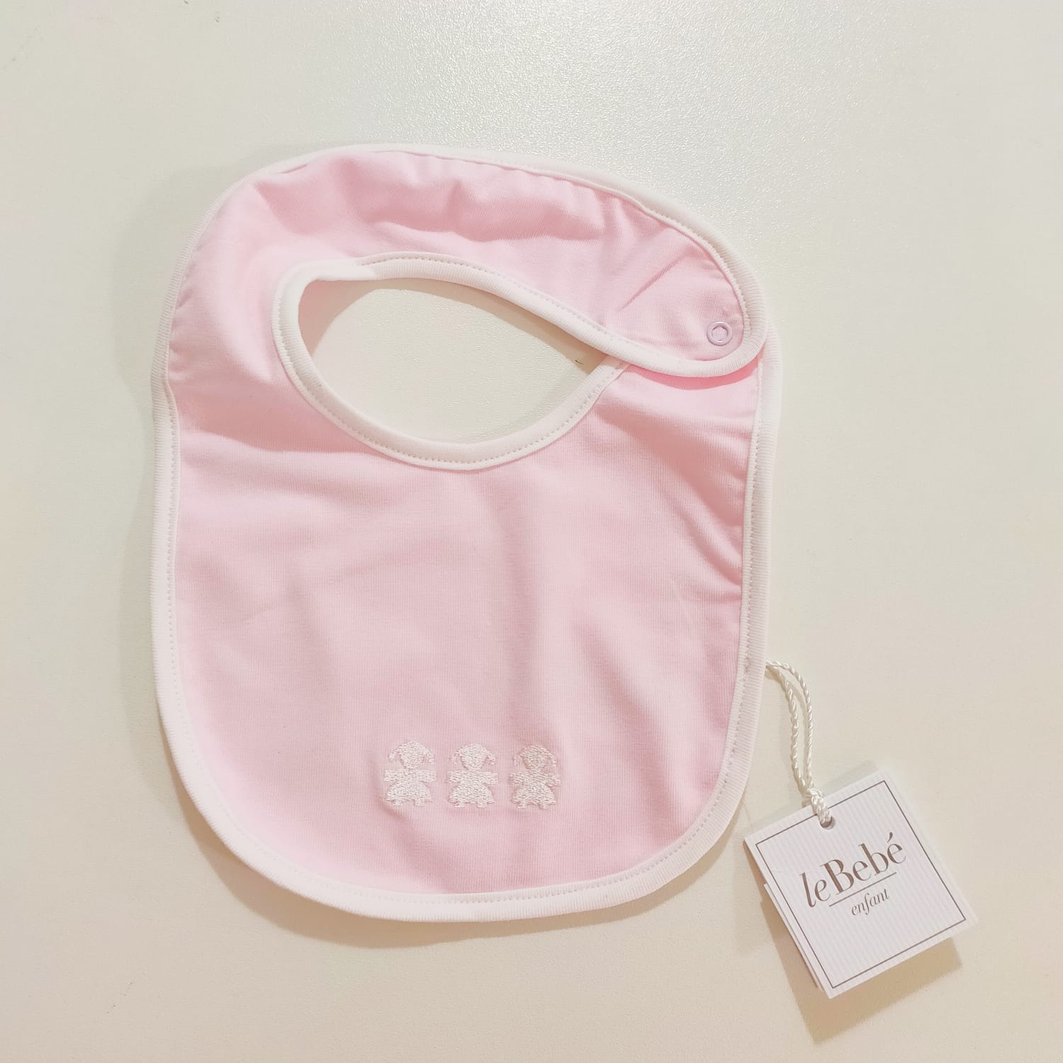 Bavetta rosa con profili bianchi LE BEBE