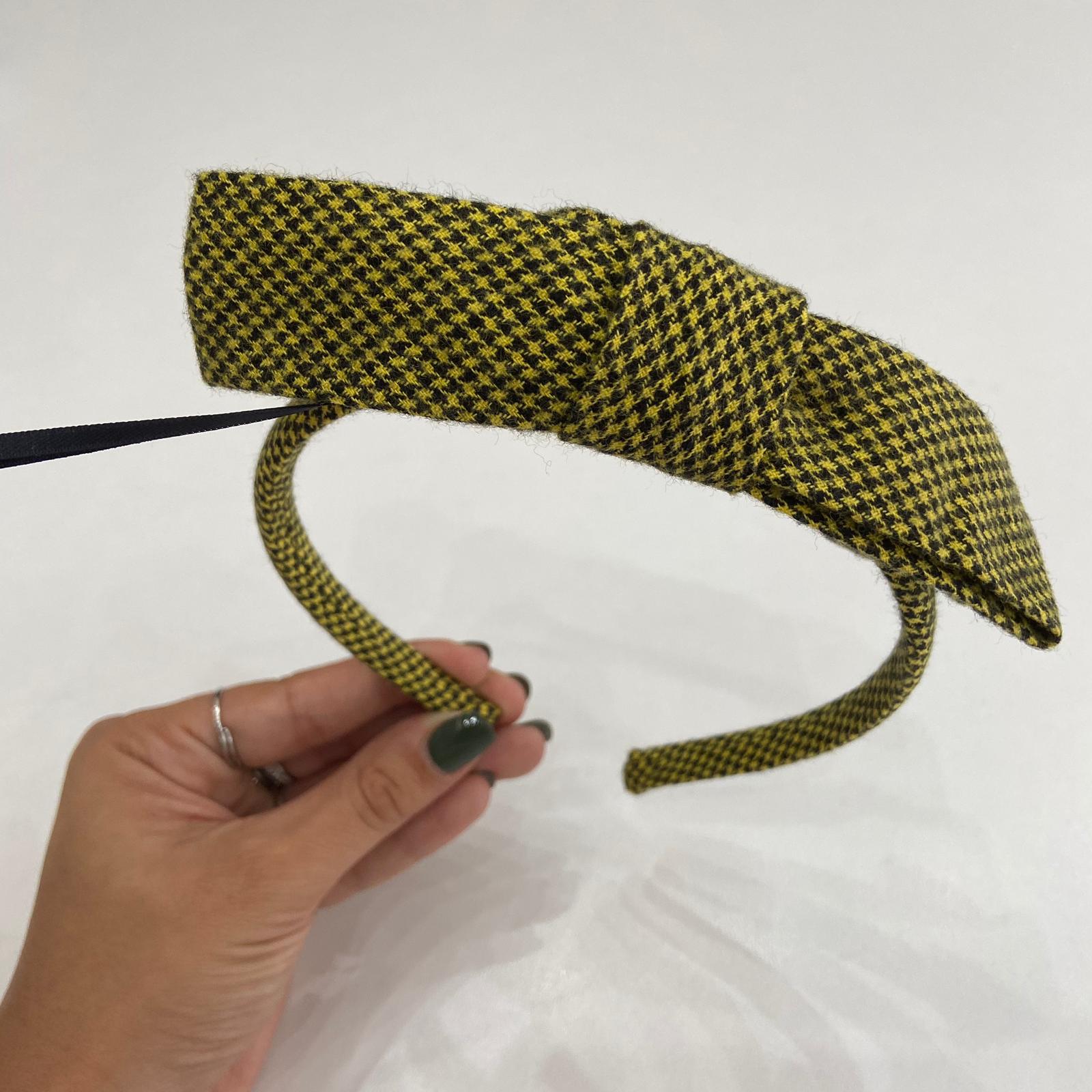 Cerchietto stampa pied de poule con fiocco PICCOLA LUDO