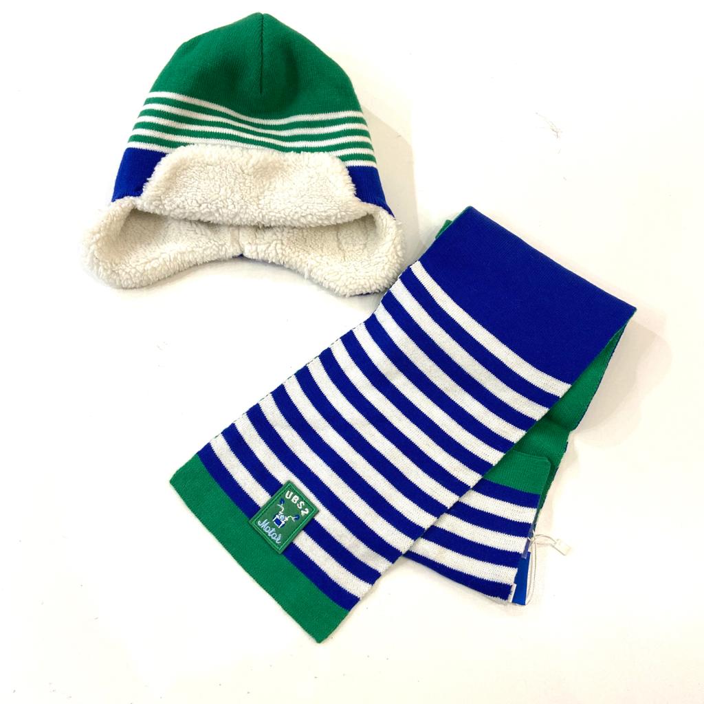 Cappello paraorecchie con pelliccia + sciarpa UBS-2