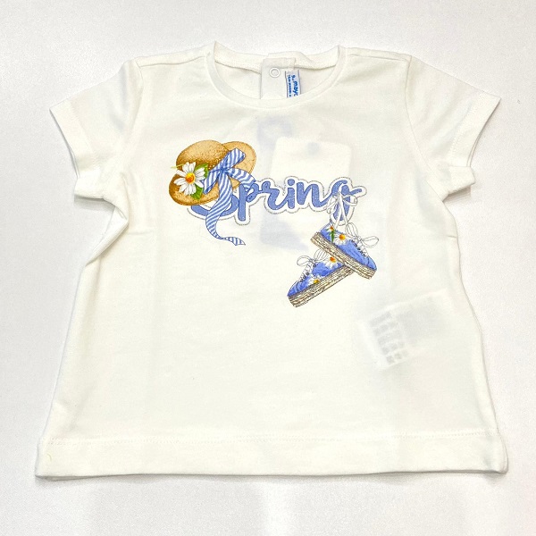 T-shirt primavera con stampa cappello in paglia e scarpe MAYORAL