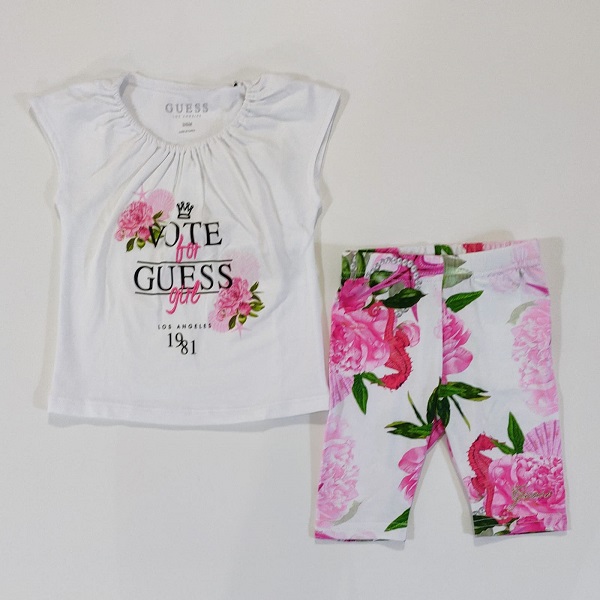 Completo 2pz ,canotta con stampa sul davanti e leggings fantasia floreale GUESS