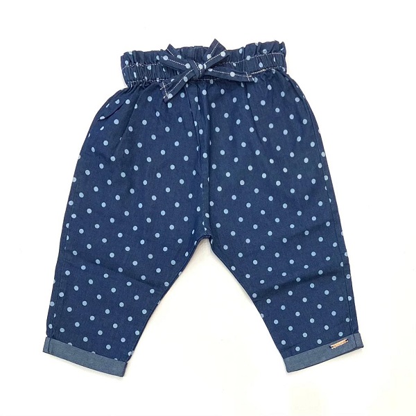 Pantalone denim a pois con vita elasticizzata e dettaglio fiocco LIU JO 