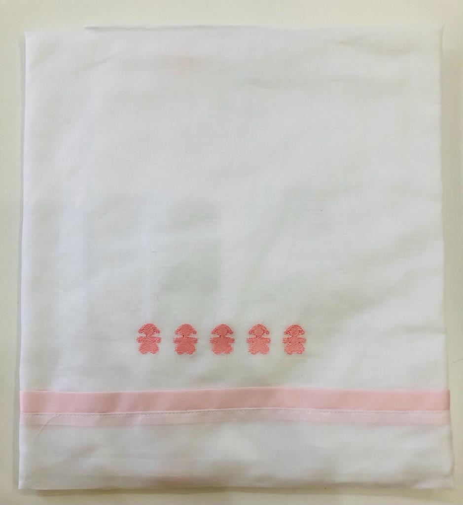 Lenzuolo con bordino e logo bambina in contrasto LE BEBE'