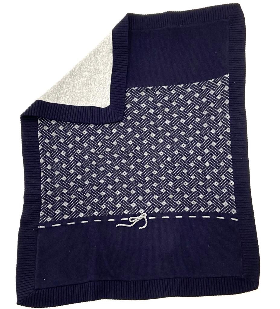 Coperta in lana blu e grigio TETO E TATTA 