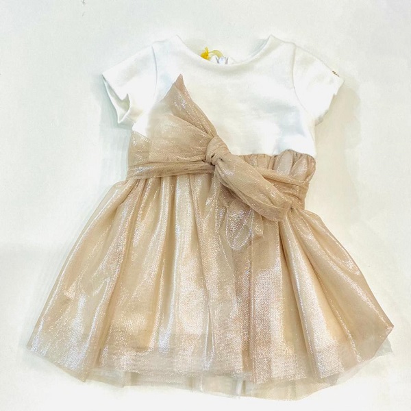 Abito mezza manica con gonna in tulle effetto lurex bronzo LIU JO