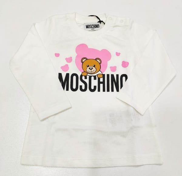 T-shirt manica lunga con logo e stampa orsetto MOSCHINO 