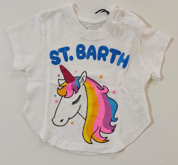 T-shirt con stampa unicorno e logo glitter SAINT BARTH