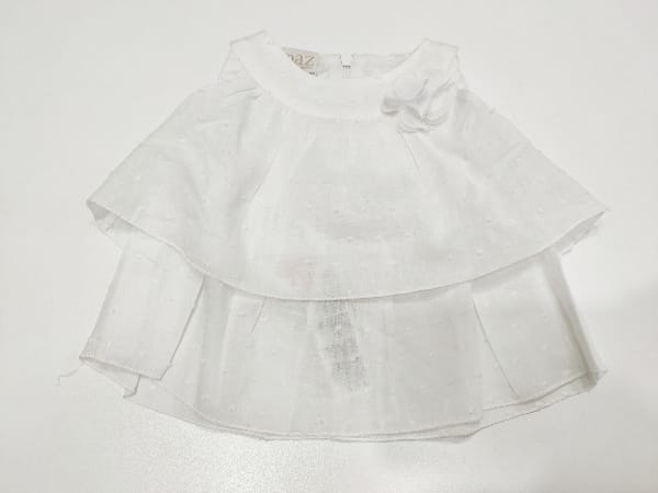 Casacca bianca in cotone a balze con pois in tessuto tono su tono PAZ RODRIGUEZ