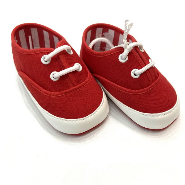Scarpetta rossa con interno a righe LE BEBE