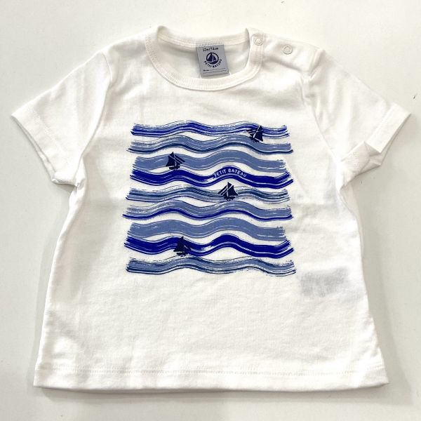 T-shirt stampa onde mare con barchette PETIT BATEAU