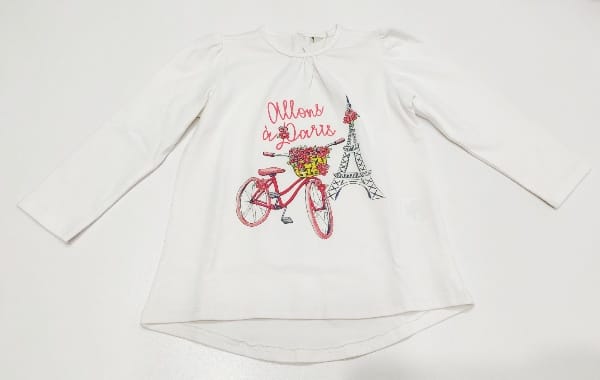 T-shirt manica lunga con stampa bicicletta e torre Eiffel BIRBA