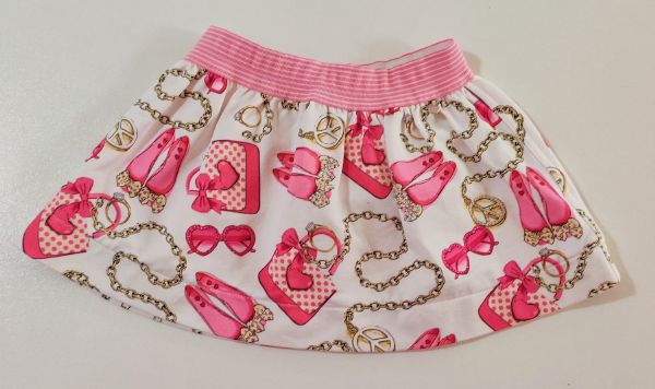 Gonna garzata bianca con stampe accessori rosa MICROBE