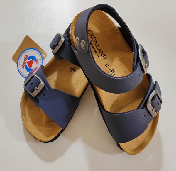 Sandalo con fascia anteriore e chiusura con fibia, plantarino in sughero e suola in gomma GRüNLAND