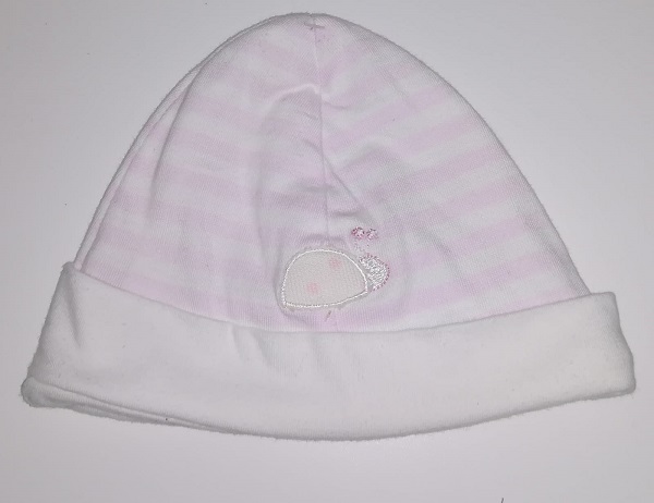 Cappellino a righe con dettaglio ricamo coccinella sul davanti COOCODE'