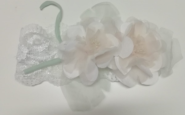 Fascia per capelli in pizzo con applicazione fiori COLORICHIARI