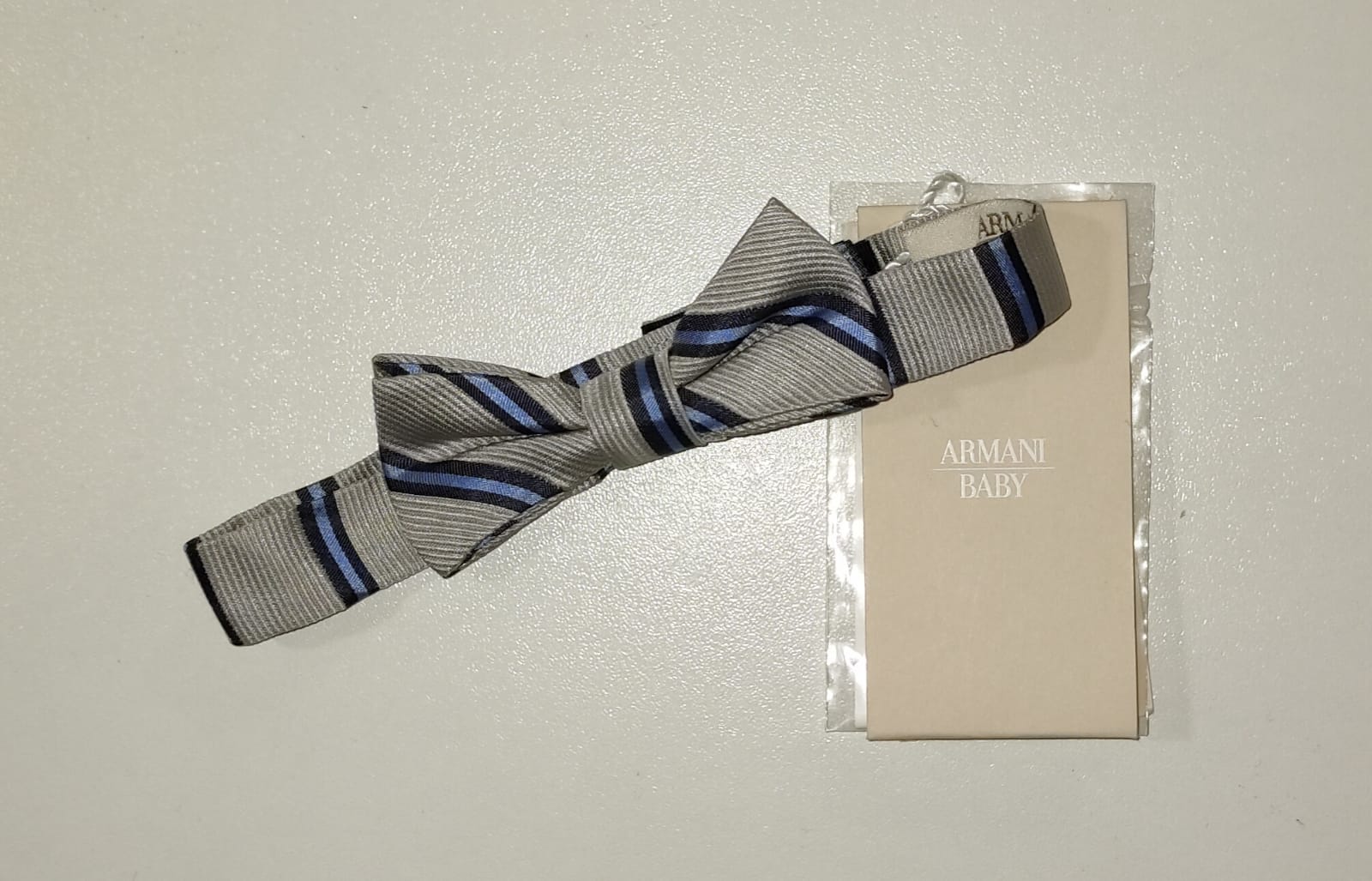 Papillon righe grigio celeste ARMANI