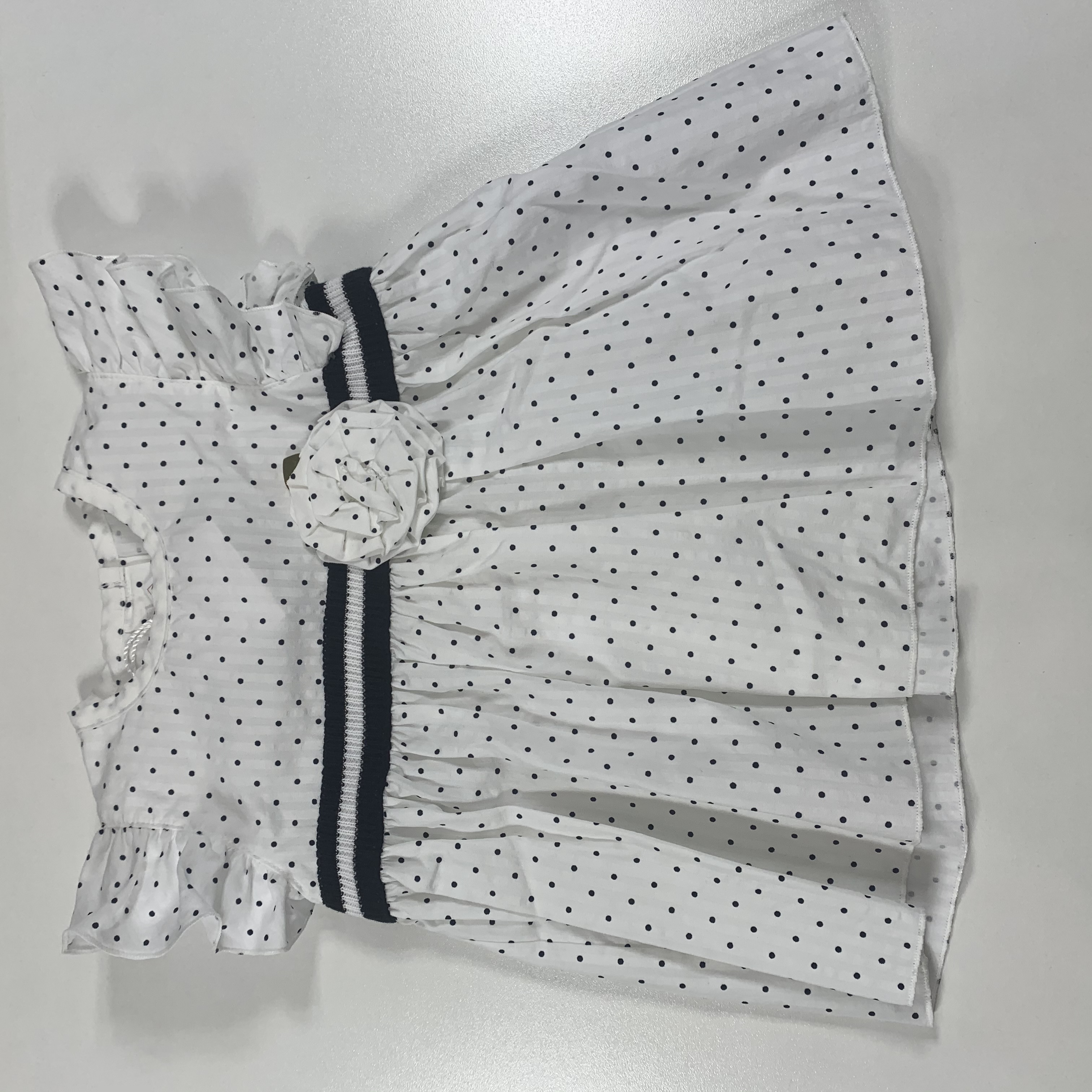 Casacca bianca a pois blu con fiore LE BEBE